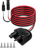Waterproof Solar Connector Entry Gland Cable Junction Box Through RV Roof Solar Entry Housing with 10Ft 10AWG Extension Cable, Connector on RV Boat Van Camper, Black