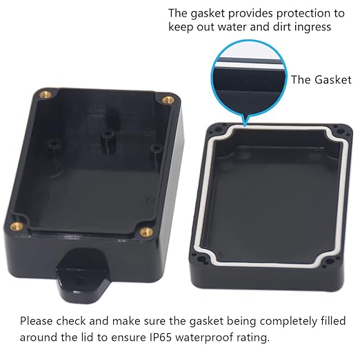 Zulkit Junction Box IP65 Waterproof ABS Plastic Universal Electrical Boxes Project Enclosure with Fixed Ear Black 3.27 x 2.28 x 1.30 Inch (Pack of 4)