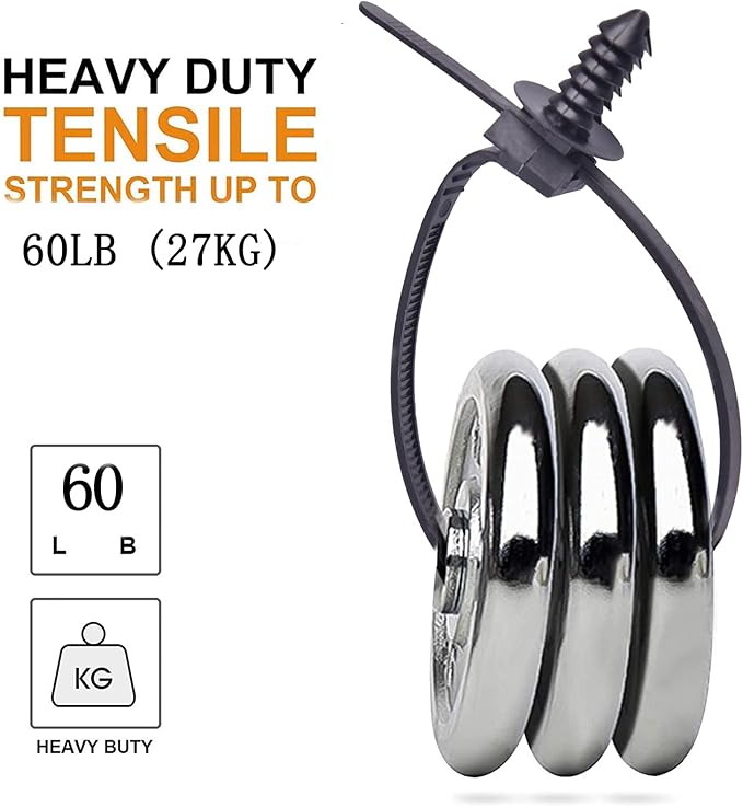 160Pcs Universal Nylon Push Mount Cable Zip Tie, Self Locking Cable Strap,Heavy Duty Nylon Push Mount Self Locking UV Resistant,5 Most Popular Sizes,for Indoor Wire Tying Construction Auto ect
