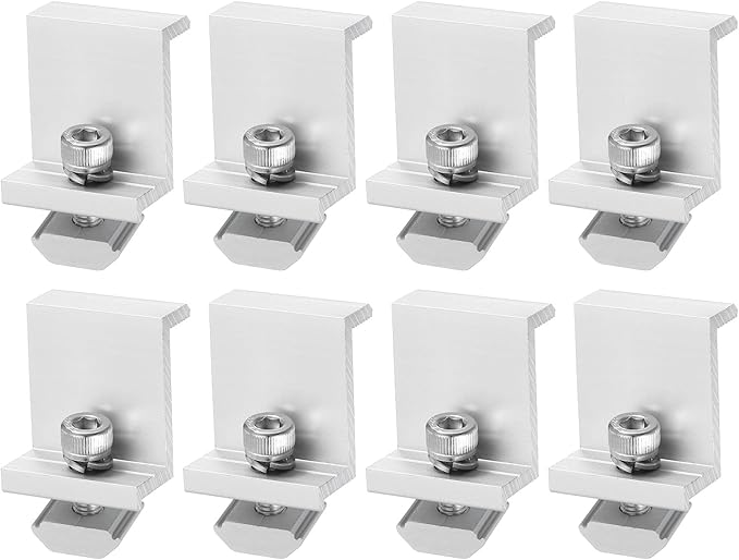 uxcell 8Pcs Solar End Clamp, 45mm Aluminum Adjustable Solar Panel Mounting Bracket Clamp Solar Mounting Z Bracket Clamps for Solar Panel PV Mounting System, Silver