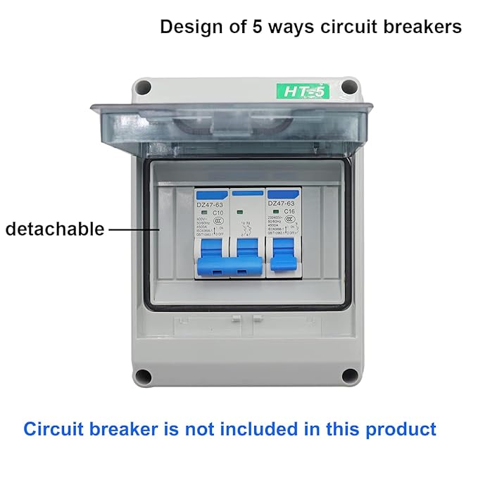 smseace Distribution Protection Box, ABS Plastic Transparent Cover Waterproof Distribution Box IP65, for Indoor Wall Circuit Breaker (5 Way)