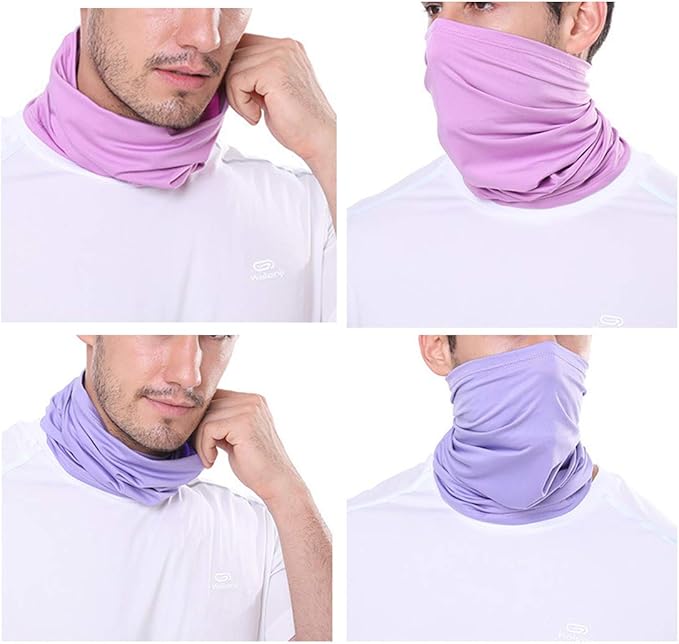 UV Face Cover Neck Gaiter Mask Dust Protection Magic Scarf Wind Bandana Balaclava for Summer Running Fishing 4 PCS