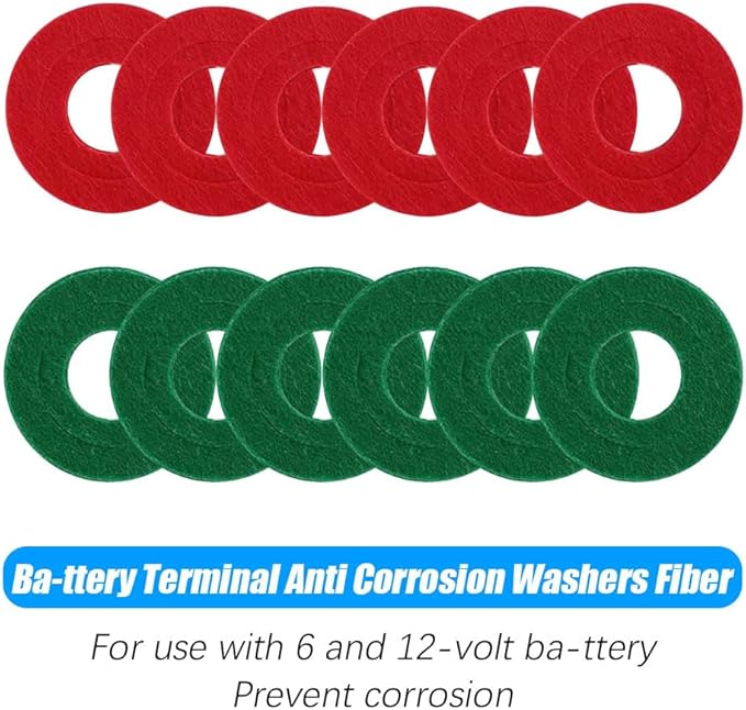 Battery Brush, Battery Cable Cleaner, Dirt Corrosion Brushes, Battery Terminal Anti Corrosion Washers, Car Battery Cleaner Tool with 12Pcs Protector Fibe and 2Pcs Cleaning Brush for Car
