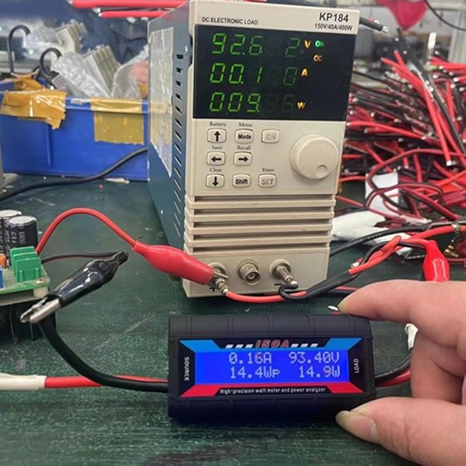 RC Watt Meter Power Analyzer Voltage Amp Meter, Digital LCD Display With Photovoltaic Connector For Solar, Wind Power, Battery Current Measurement 4.8-60V(150A)
