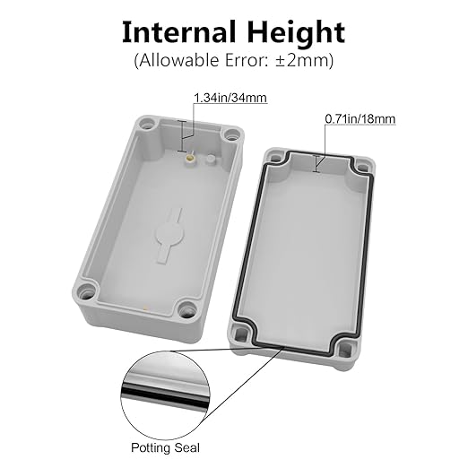 LeMotech Junction Box IP67 Waterproof Dustproof ABS Plastic Project Box for Electrical Outdoor Enclosure Gray 6.3 x 3.1 x 2.2 inch (160 x 80 x 55 mm)