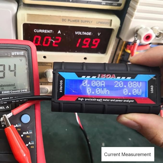RC Watt Meter Power Analyzer Voltage Amp Meter, Digital LCD Display With Photovoltaic Connector For Solar, Wind Power, Battery Current Measurement 4.8-60V(150A)