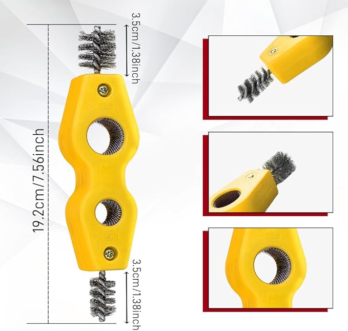 4 in 1 Car Battery Cleaning Brush, Battery Terminal Cleaner, Anti-Rust Auto Battery Cleaner with Steel Wire, Car Accessories Vehicle Machine Parts Clean Tools for Most Vehicles (Yellow)