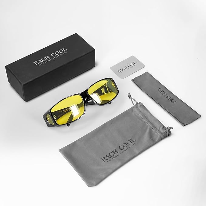 Night Driving Glasses Night Vision Glasses Fit Over Glasses Polarized Anti-Glare UV400 Gift for Men Women