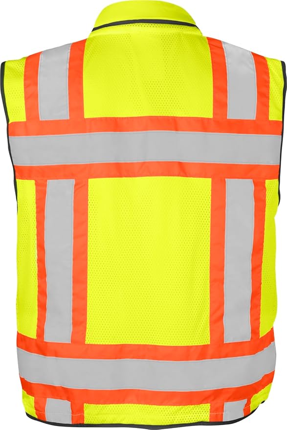 Ironwear 1278FR-L-07-4XL ANSI Class 2 Flame Retardant Polyester Surveyor SAFETY Vest with 2" Silver Reflective Tape, Lime, 4X-Large