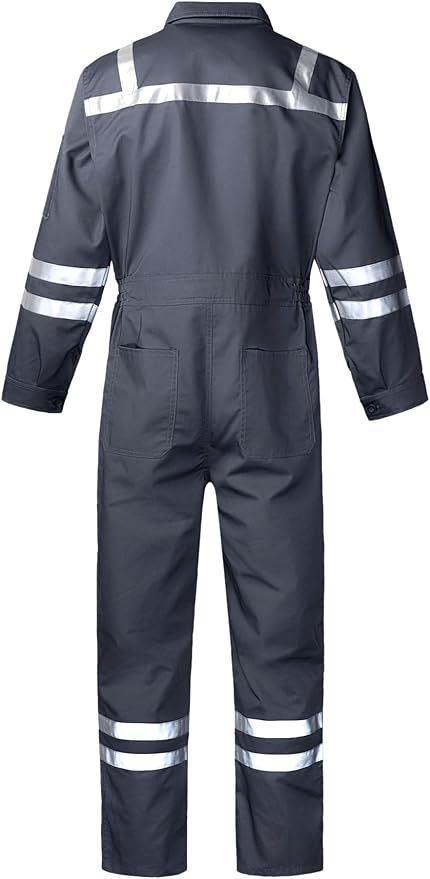 Men's Work Coverall High Visibility Overalls Mechanics Coveralls Workwear Jumpsuit with Multi Pockets