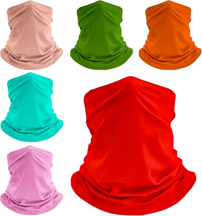 6 Pack Neck Gaiters Tube UV Face Mask Bandana Balaclava Shiesty Magic Scarf Headwear Headbands Wraps for women