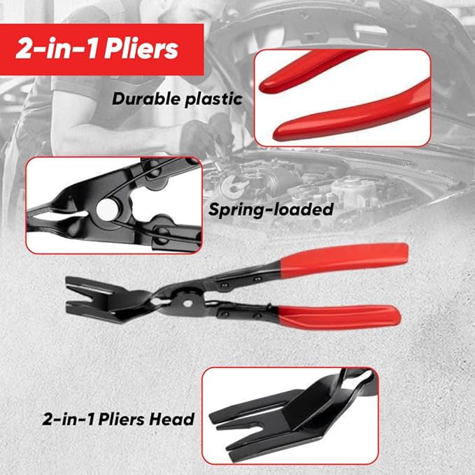 5-Piece Automotive Electrical Disconnect Pliers Kit, High-Carbon Steel 60° Angled Connector Separator, Hose Clamp Pliers, Trim Clip Removal Tools, Plug Release & Wire Terminal Remover for Auto Repair
