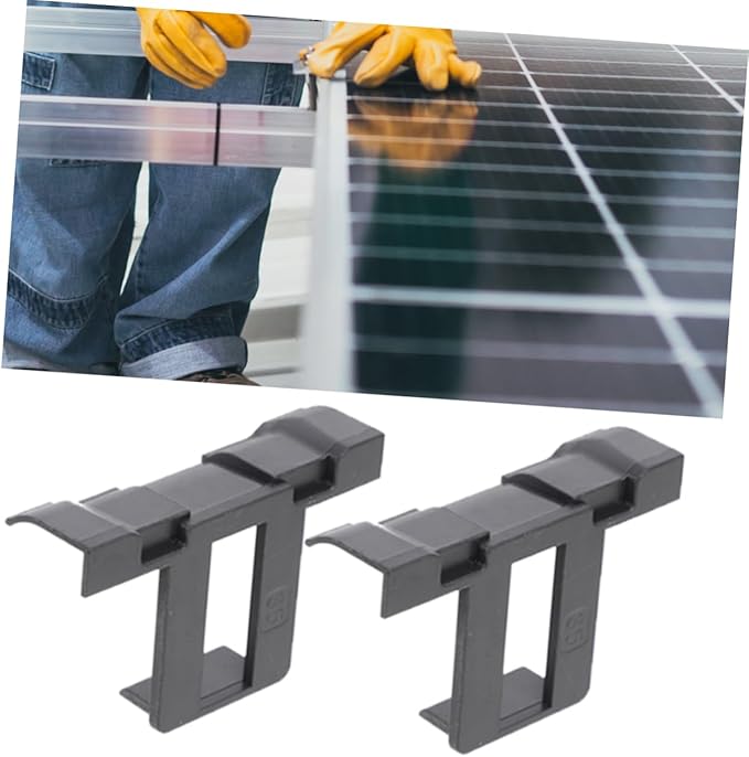 12pcs Solar Module Clip Photovoltaic Panel Mounting Bracket Water Drainage Clip for Solar Efficient Mud Removal Clamp Outdoor Use
