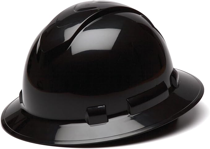 Pyramex Ridgeline Full Brim Hard Hat 4 Point Ratchet Black