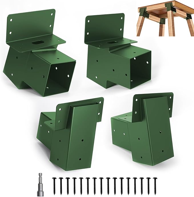 4 Pcs Deer Stand Brackets 4x4 (Strengthen Support, Easy Installation), Outdoor Angle Brackets with Powder-Coated for Deer Stand, Tree House, Shooting Shack & Outdoor Platforms