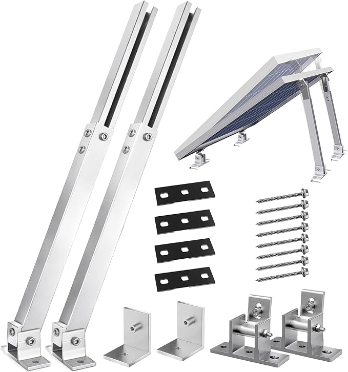 Newpowa Adjustable Solar Panel Tilt Mount Brackets, 15-30 Degree Tilt, Heavy Duty Aluminum Alloy Solar Panel Mounting Support, Compatible with 50-400W Solar Panels, Perfect for Roof, RV (Mount Only)