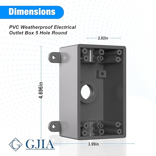 Single-Gang Weatherproof Electrical Outdoor Box, Suitable 1/2-Inch or 3/4-Inch Electrical Conduit Switch/Outlet Box, UL Listed, Junction Box Outlet, 2 Pack, Gray