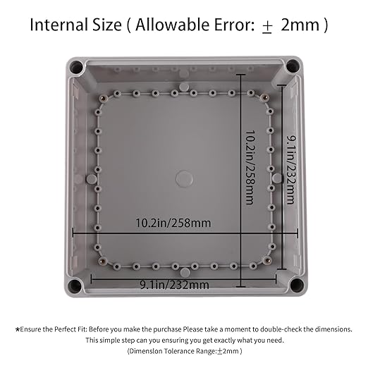 Junction Boxes-11" x 11" x 5.1" IP65 ABS Plastic Dustproof Waterproof Electrical Box Project Junction Conduit Box for Electrical Outdoor Enclosure