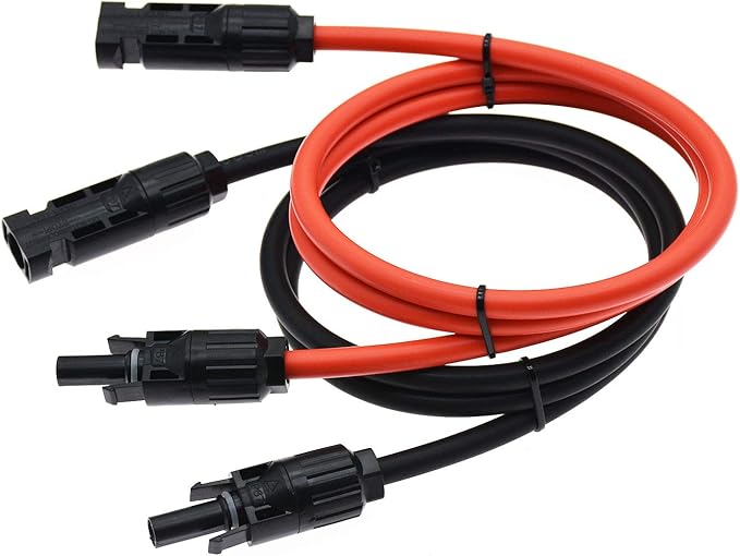 10AWG Solar Extension Cable 3FT, IP67 Waterproof PV Connectors with Tinned Copper Wire, for Solar Panel to Charge Controller, Solar Generator, RV, Boat, Off-Grid System