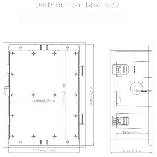 Electrical Junction Box, Outdoor Water Resistant Nema Enclosure, Ventilated ABS Plastic WiFi Project Box with Internal Mounting Panel & Hinged Cover 13" Lx 9.2" Wx 5.6" H