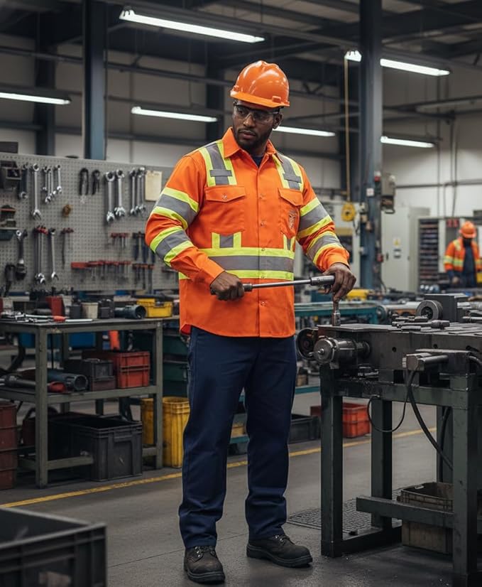 Flame Resistant High Visibility Hi Vis FR Shirt - 100% C - 7 oz