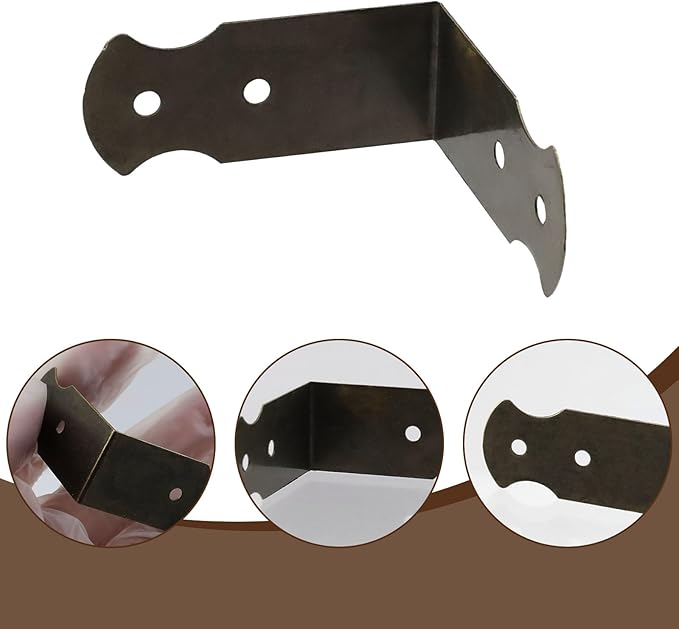 Geesatis 1.6" X 0.7" Set of 20 Right Angle Decorative Corner Protector Box Edge Cover Bracket, with Mounting Screws, Iron, Bronze