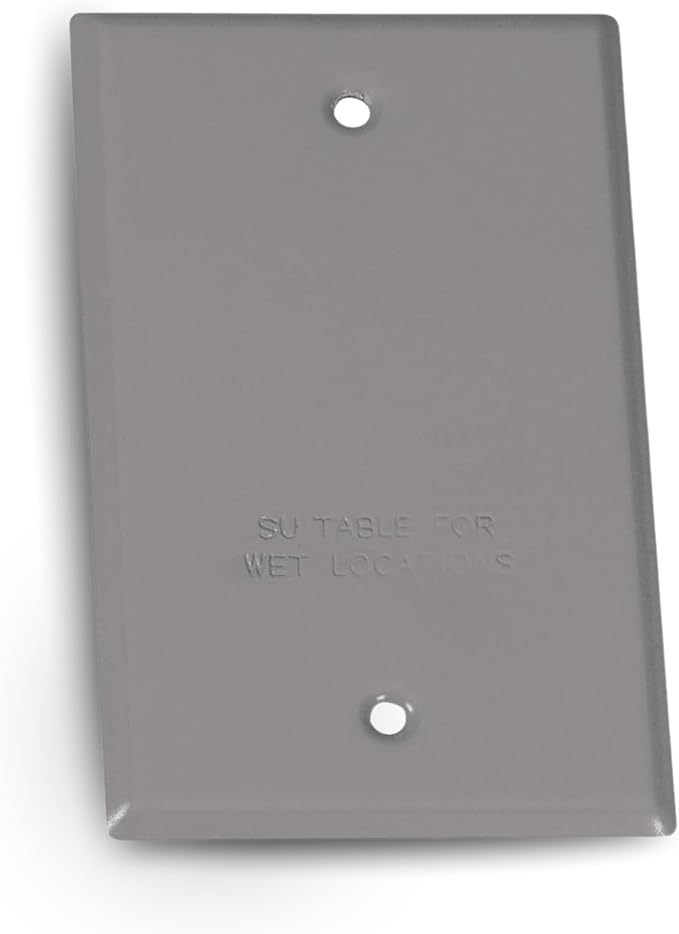 SIGMA ENGINEERED SOLUTIONS 14240 Weatherproof Outdoor Rectangular Cover Plate for Outlet Boxes, Gray, Metal, 1-Gang, 1-Pack