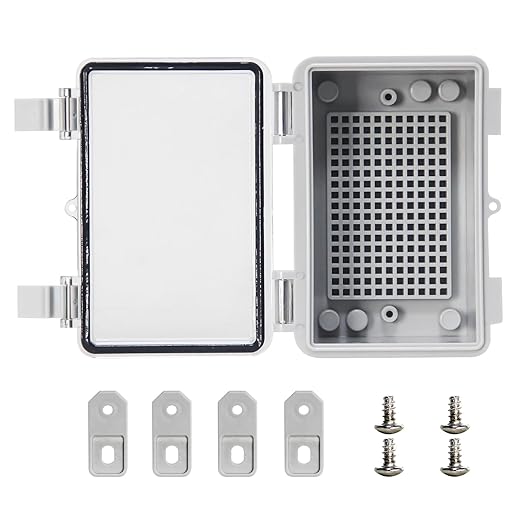Waterproof Electrical Box Outdoor Electrical Junction Box ABS Plastic Snap Latch Hinged Project Enclosure with Mounting Plate for Outdoor Indoor Wiring Projects Clear 5.3"x3.4"x2.7"