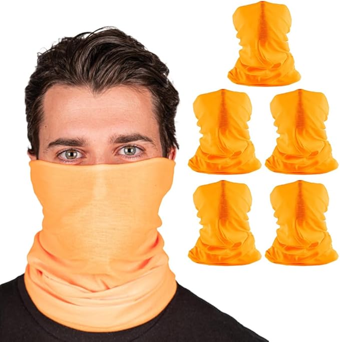 S A Company 5-Pack UV Face Shield | UV 30+ Multipurpose Neck Gaiter Balaclava for Adults | Multiple Color Packs