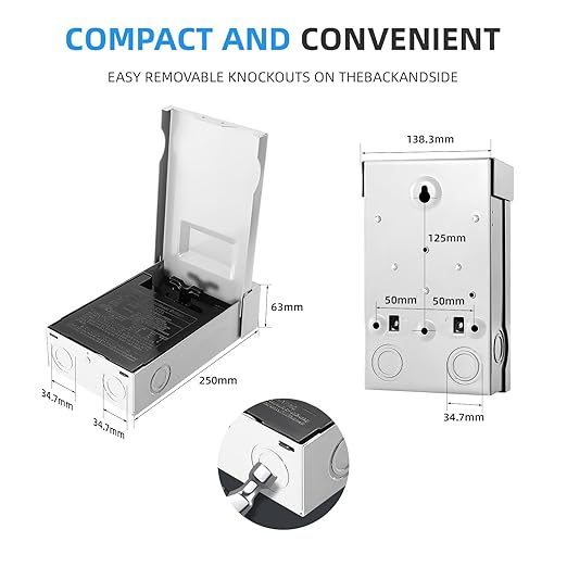60 Amp AC Disconnect Switch Outdoor 120/240VAC Pull Out Switch Waterproof Metal Box for Air Conditioning Fused (Fuse not Included)