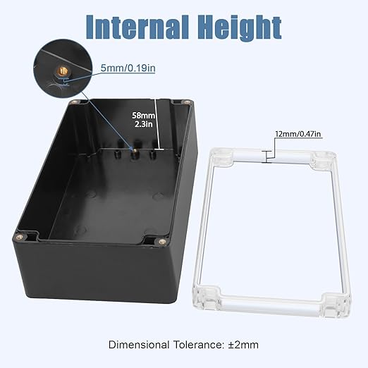 LeMotech Project Box ABS Plastic IP65 Waterproof Dustproof Electrical Junction Box with Clear Cover Outdoor Enclosure for Electronics, Black 7.8"x 4.7"x 2.9"(200x120x75mm)(Pack of 1)