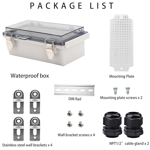 Outdoor Waterproof Electrical Box Junction Box Weatherproof IP67 ABS Plastic Enclosure Switch Router Project Box Electronics Enclosure with Mounting Plate Wall Bracket Clear 7.9"x3.9"x2.8"