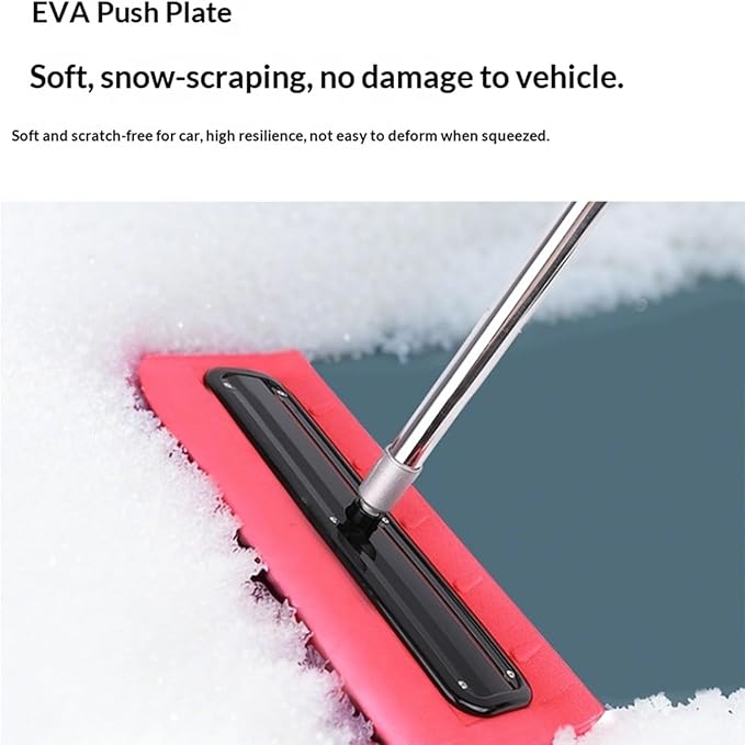 Adjustable Telescoping Snow Roof Rake(47-157in), Roof Snow Rake Removal Tool Set, Roof Rakes for Snow, EVA Push Plate Stainless Steel Telescopic Pole, for Roof Car Outdoor Snow Cleaning (2.8m/110in)