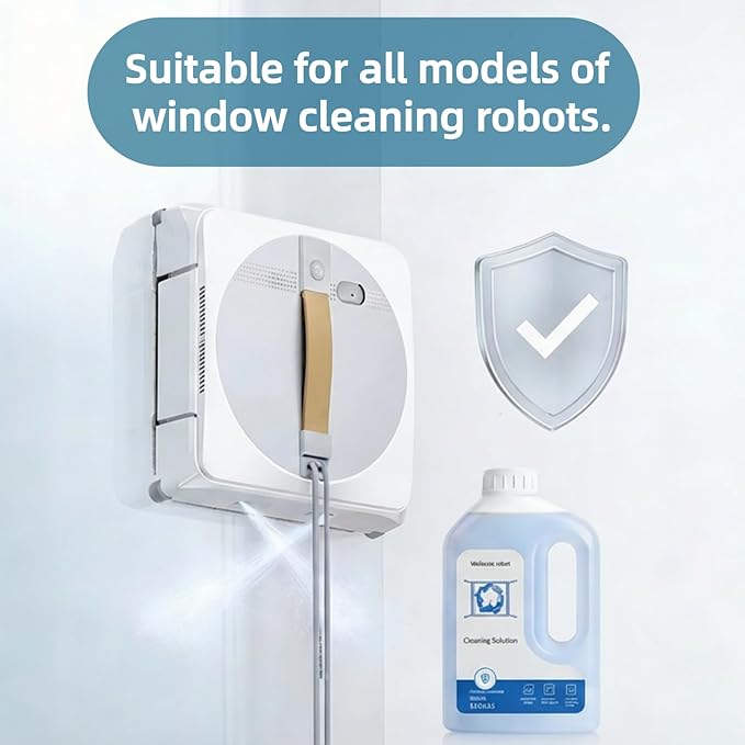 1L Window Cleaner, Cleaning Solution Compatible with ECOVACS Winbot W2 PRO Omni/W2 Omni/W2 PRO/W1 PRO/WINBOT MINI,Glass Cleaner Liquid,Window Cleaning Robot.(2 Bottles)