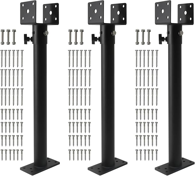 3Pack 3.6" Saddle Roof Riser for Patio Pergola, 18-1/4 Inches High, Pergola Roofs Riser Beam Brackets, Adjustable Roof Riser Hardware for Patio Pergolas, Black Finish (Metal)