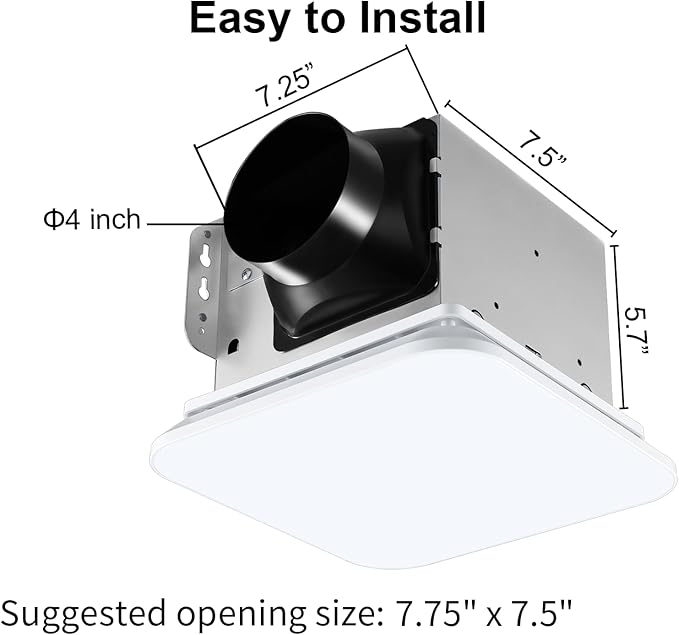 Bathroom Exhaust Fan with Light 110 CFM Quiet with Color Change, 3000K/4000K/5500K 1000LM Household Ventilation Fan Light Combo, Energy Saving Ceiling Mount Bathroom Extractor, Memory Function