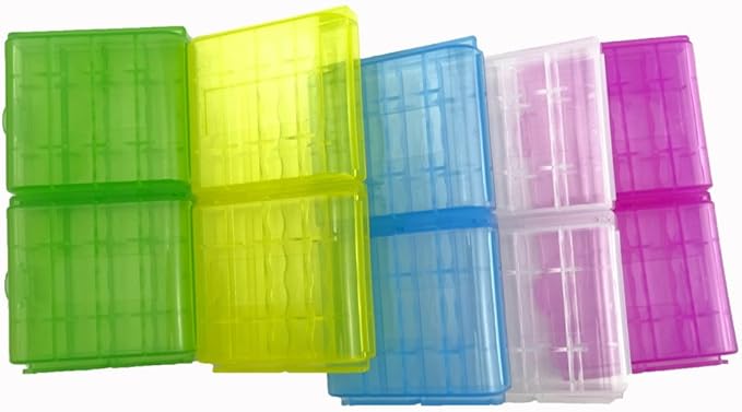Honbay 10 PCS Battery Storage Case/Box/Organizer/Holder for AA/AAA 4 Cell Battery, Assorted Colors