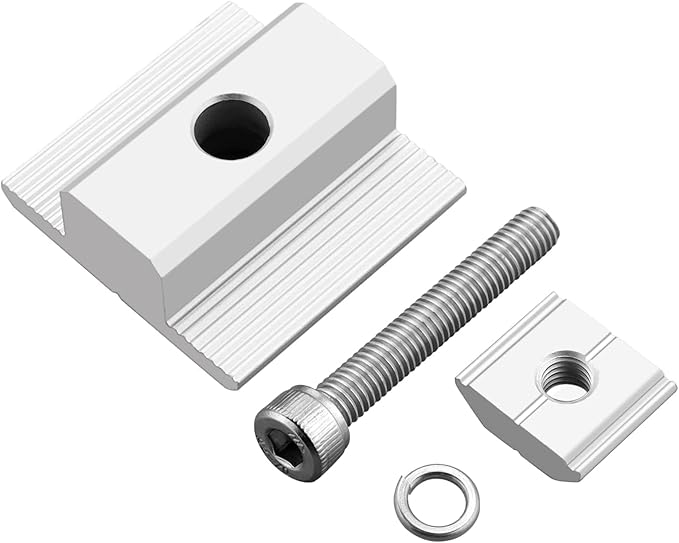 Anbte 10pcs Solar Panels Centre Clamps, Aluminium T-Shaped Mid Clamps Include 10 Screws M8 Solar Panel Mounting Brackets for Metal Roof, Tin Roof, Sheet Roof and Any Other Flat Roof, 40mm