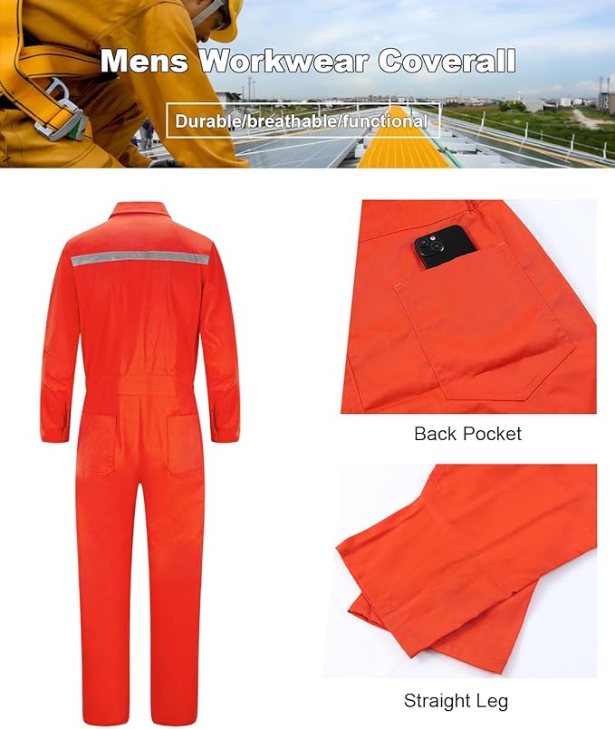 Mens Workwear Coveralls Work Mechanic Jumpsuits Long Sleeve Coverall Work Wear Multi Pockets