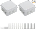 LeMotech ABS Plastic Dustproof Waterproof IP65 Junction Box Universal Electrical Project Enclosure White 3.9 x 3.9 x 2.8 inch (100 x 100 x 70 mm)(Pack of 2)