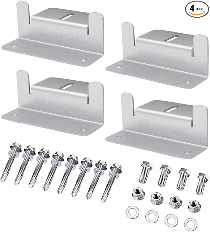 4 Units per Set Solar Panel Mounting Z Brackets, Solar Panel Mounting Brackets Lightweight Aluminum Corrosion-Free for RVs, Trailers, Boats, Yachts, Wall and Other Off Gird Roof