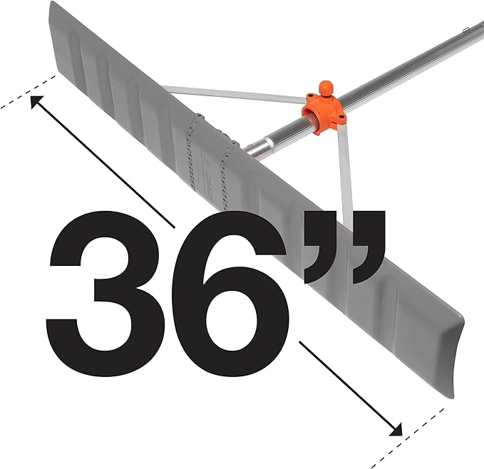 Snow Roof Rake w 16ft Pole, Easy Snow Removal from Roof, Prevents Ice Dams, Quick Assembly, 36 Inches Wide, 21 Foot Reach, Designed in The USA