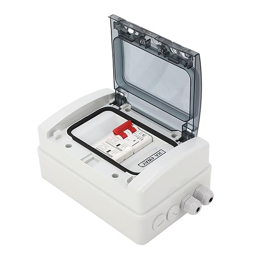 DC Solar Disconnect Switch, PV DC Miniature Circuit Breaker with IP65 Distribution Box for Solar Panels, 500V Photovoltaic Electrical Isolator Switch for Outdoor Use (32A)