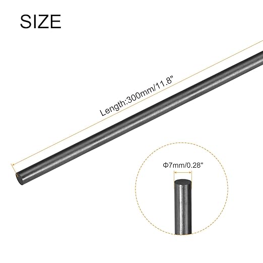 MECCANIXITY Carbon Fiber Rod, 7mm x 300mm for RC Plane DIY Tool Wing Tube Quadcopter Arm, Pack of 4