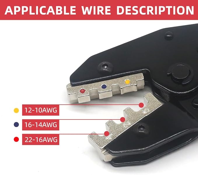 Crimping Tool For Heat Shrink Connectors-AWG 22-10 Ratchet Wire Terminal Crimper-Ratcheting Crimper Tools-Available For Insulated Nylon Connectors and Electrical Wire Connectors HS-125