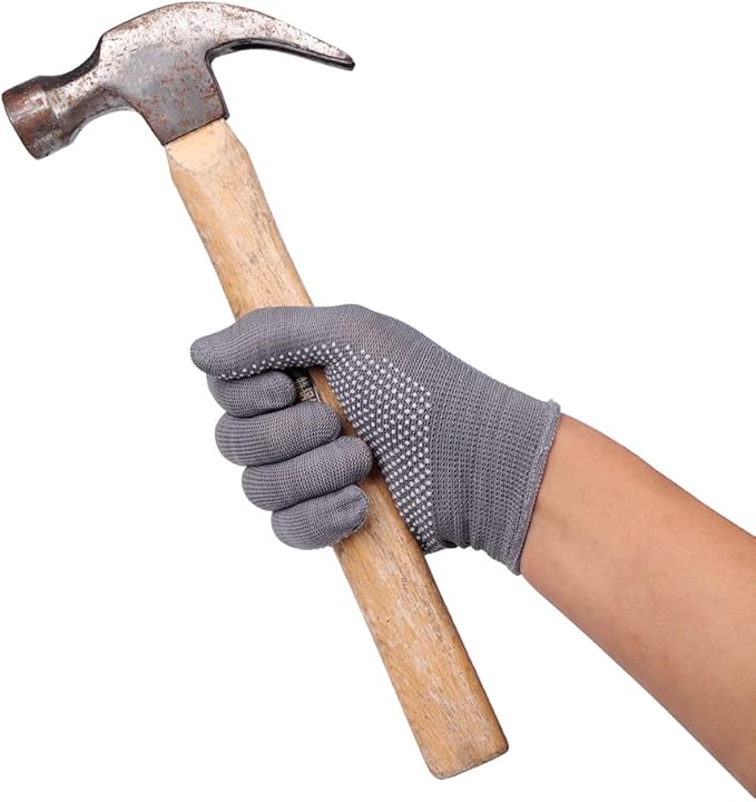 12Pairs Work Gloves Anti-slip Knitted Stretchy Cloth Glove Thin Moist Glove Liners
