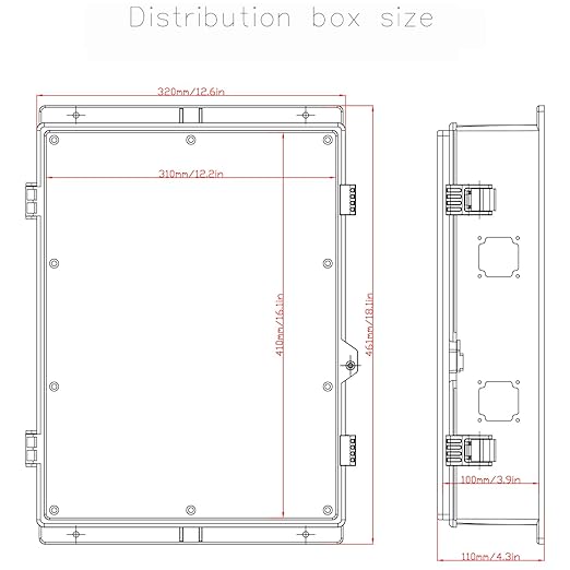 Electrical Junction Box, Outdoor Water Resistant Nema Enclosure, Ventilated ABS Plastic WiFi Project Box with Internal Mounting Panel & Hinged Cover 18.1" Lx 12.6" Wx 4.3" H