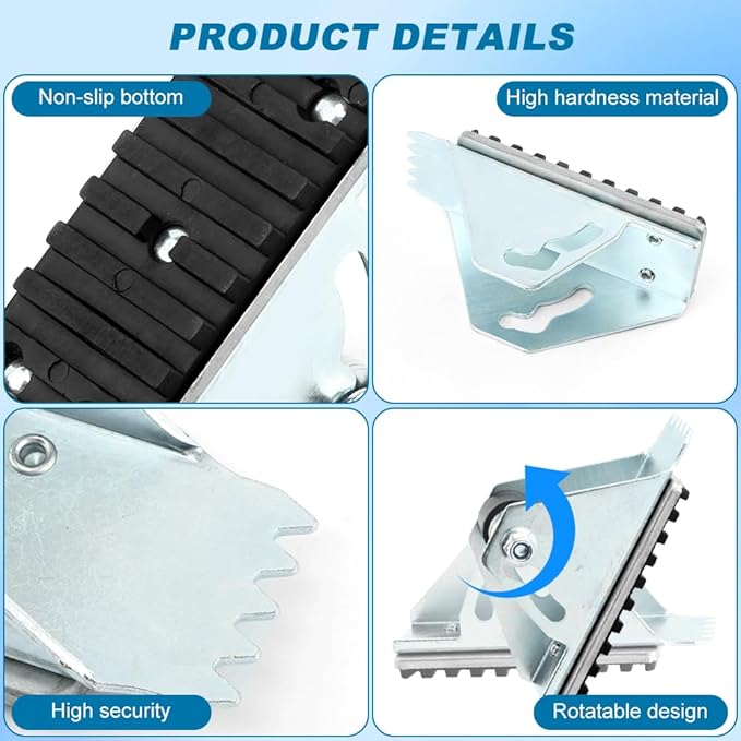 2 Pack Aluminum Anti-Skid Shoe Feet for Extension Ladders Replacement Parts Rubber Padded Feet Ladder Accessories Compatible with Most Ladders Silver Black