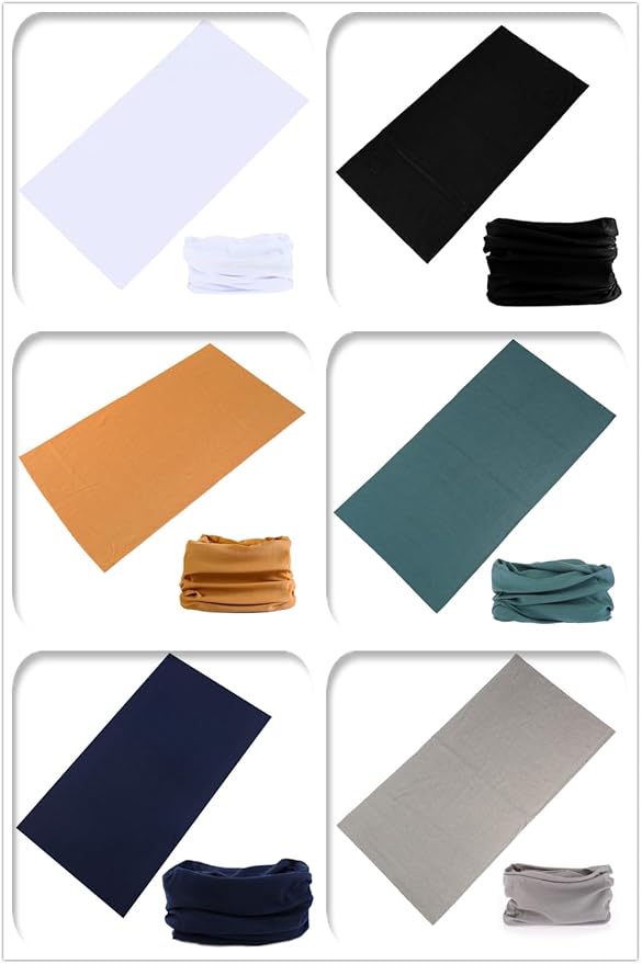 KINREE Neck Gaiter 6 Pack, Multifunctional Headwear UV Protection Breathable Headband Face Mask for Men Women Outdoor Sports