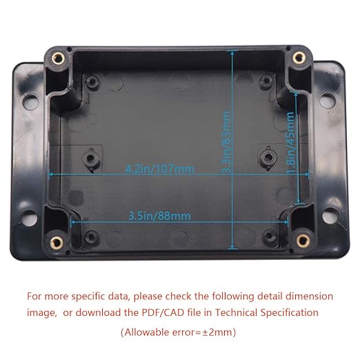 Zulkit Junction Box ABS Plastic Dustproof Waterproof IP65 Universal Electrical Boxes Project Enclosure with Fixed Ear Black 4.5 x 3.5 x 2.2 Inch (115 x 90 x 55mm)(Pack of 1)